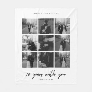 Couverture Polaire Collage de photos de mariage minimal pour le 10e a