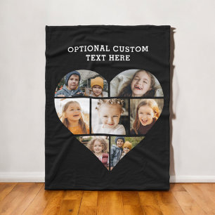 Couverture Polaire Collage de photos du coeur 7 photo noir personnali