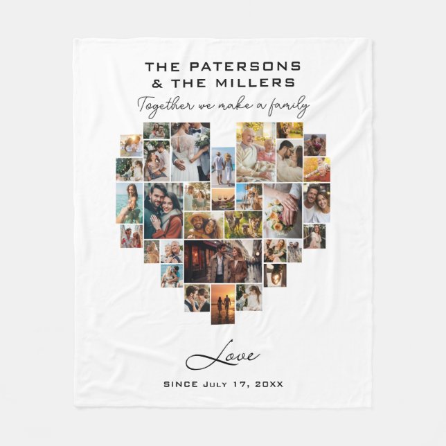 Couverture Polaire Collage de photos du coeur Ensemble Anniversaire f (Devant)