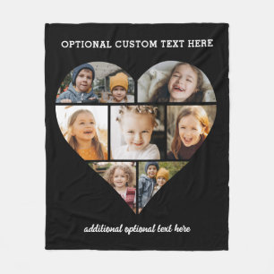 Couverture Polaire Collage de photos du coeur personnalisé Instagram