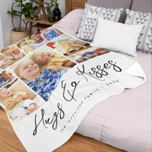 Couverture Polaire Collage de photos familiales Hugs & Kisses