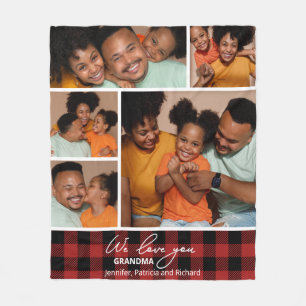 Couverture Polaire Collage de photos familiales Red Buffalo Plaid