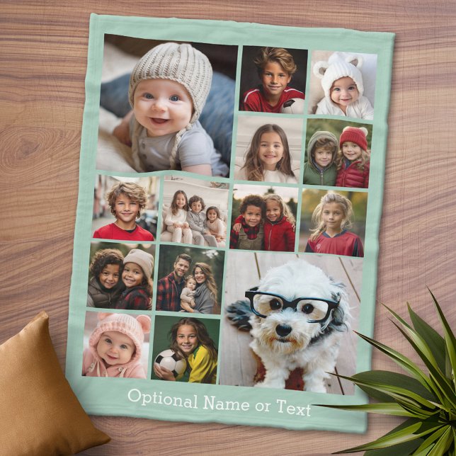 Couverture Polaire Collage de photos Instagram - Jusqu'à 14 photos Mi (Personalized Fleece Blanket - Add Photos and Text or Customize completely in advanced design area)