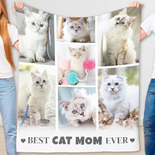 Couverture Polaire Collage de photos personnalisé de chats pour maman