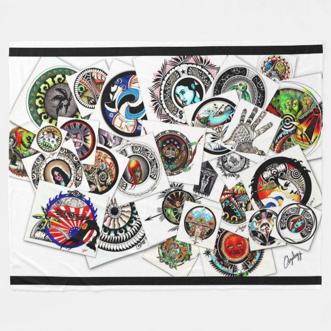 Couverture Polaire Collage des dessins (Devant (Horizontal))