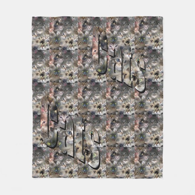 Couverture Polaire Collage Et Logo De Photos De Chat, Med (Devant)
