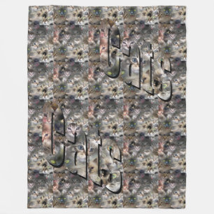 Couverture Polaire Collage Et Logo D'Images De Chat, Grand
