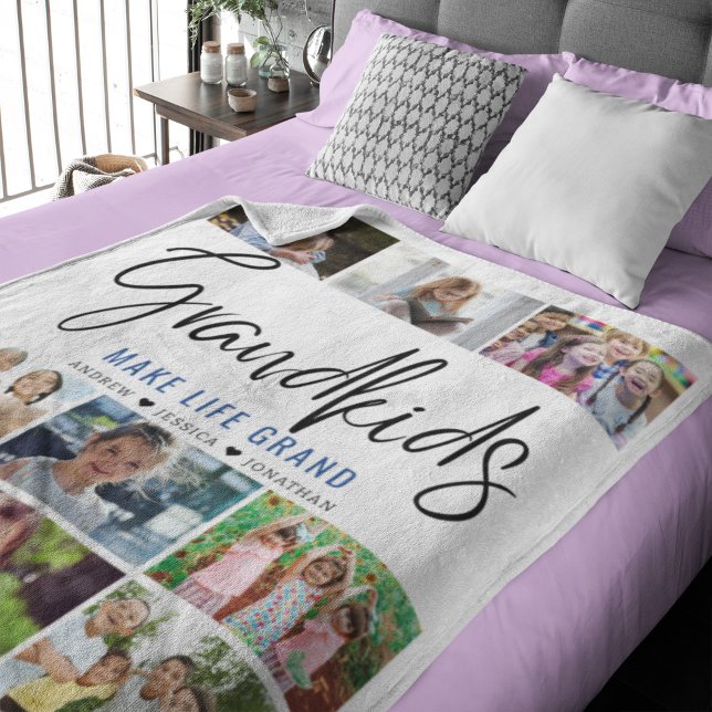 Couverture Polaire Collage of 9 photos of Grandchildren with a Quote (Créateur téléchargé)