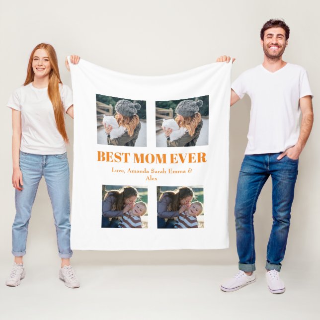 Couverture Polaire Collage personnalisé 4 photos Beat Mom Ever    (En situation)