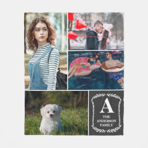 Couverture Polaire Collage personnalisé de 4 photos décoré d'un