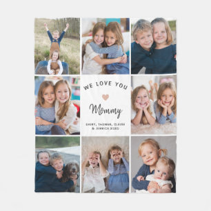 Couverture Polaire Collage personnalisé de 8 photos pour maman blanch