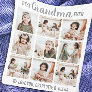 Couverture Polaire Collage personnalisé Mamie 9 Photos