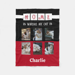 Couverture Polaire collage photo 6 amateur d'animaux noir rouge