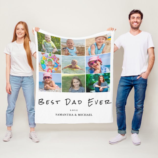 Couverture Polaire Collage photo Best Dad 9 (En situation)