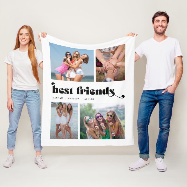 Couverture Polaire Collage photo Best Friends Retro 4 (En situation)