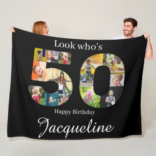 Couverture Polaire Collage photo de 50e anniversaire personnalisé