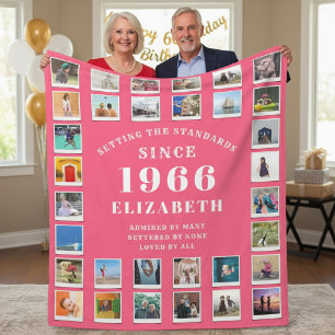 Couverture Polaire Collage photo de famille pour les 60 ans de maman