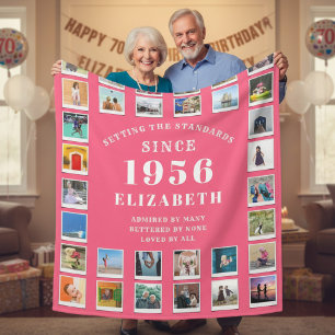 Couverture Polaire Collage photo de famille pour les 70 ans de maman