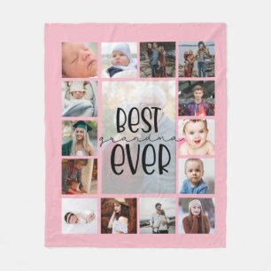 Couverture Polaire Collage photo de grand-mère rose Fleece Blanket
