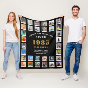 Couverture Polaire Collage photo de la famille du 40e anniversaire 32