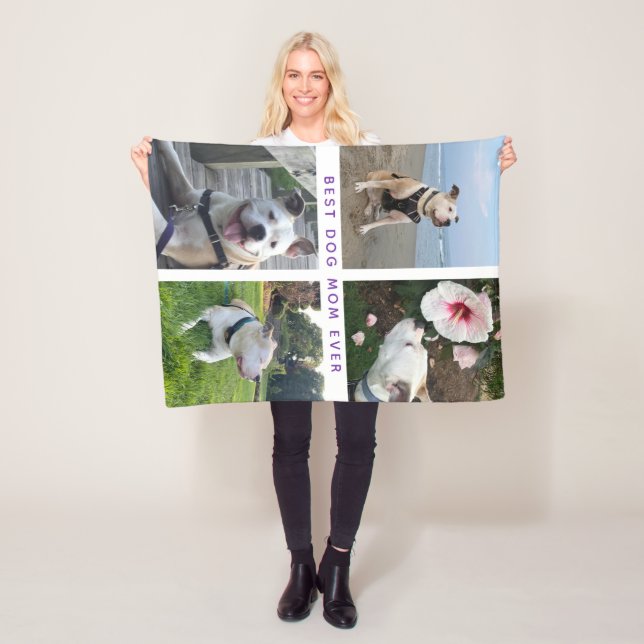 Couverture Polaire Collage photo de maman de chien moderne (En situation)