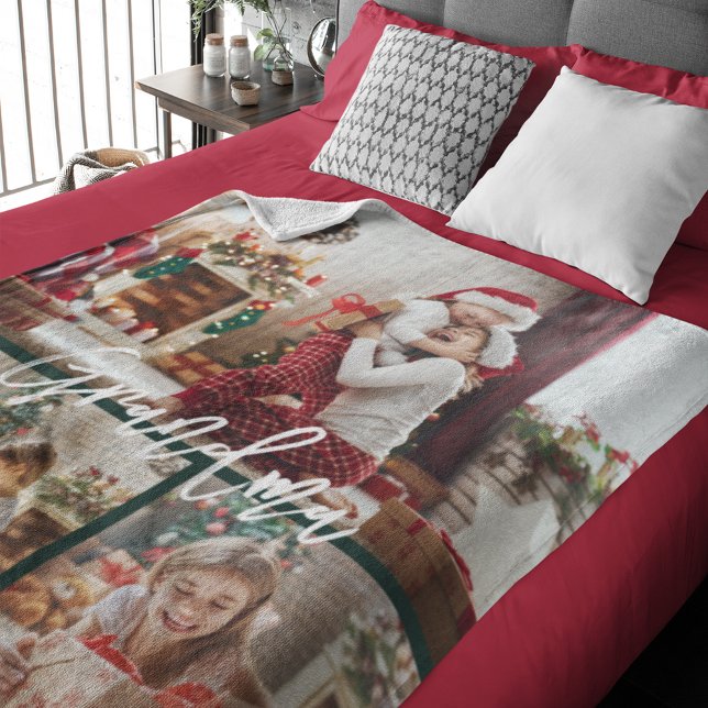 Couverture Polaire Collage photo de Noël Gramdma Personnalisé (Christmas Gramdma Photo Collage Personalized Fleece Blanket)