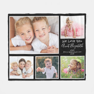 Couverture Polaire Collage photo de tante noir