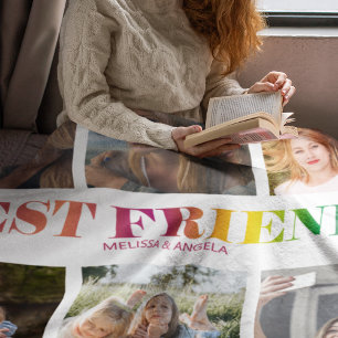 Couverture Polaire Collage photo des meilleurs amis modernes