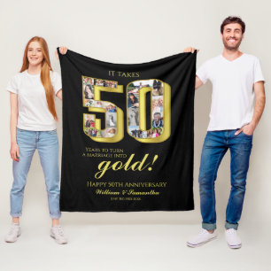 Couverture Polaire Collage photo du 50e anniversaire du Mariage d'or