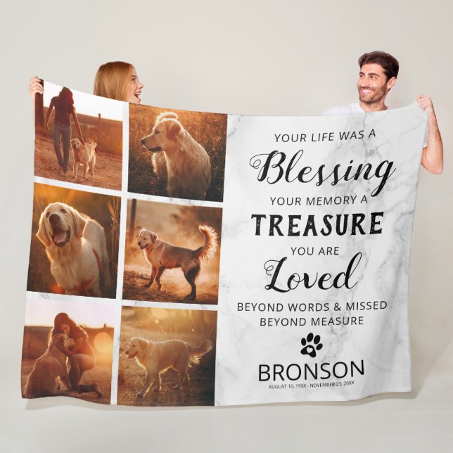Couverture Polaire Collage photo en mémoire d'un animal de compagnie  (En situation)