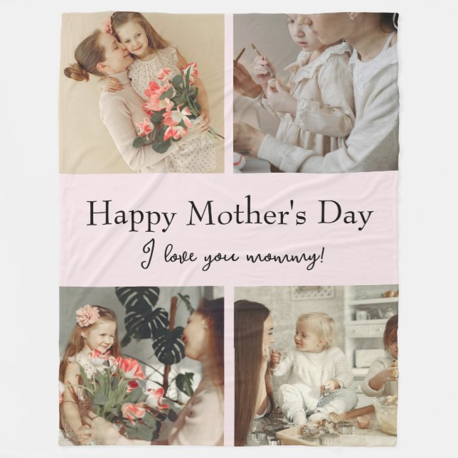 Couverture Polaire Collage photo et message - Cadeau personnalisé | (Devant)