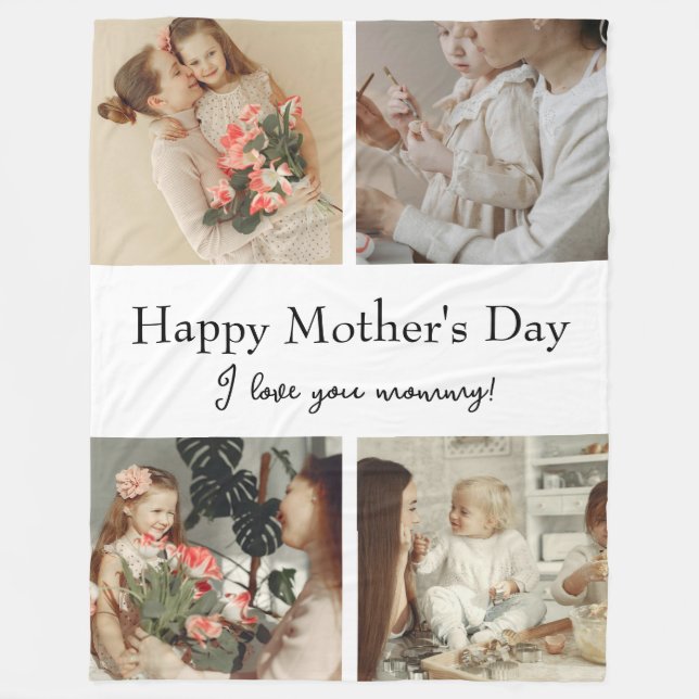 Couverture Polaire Collage photo et message - Cadeau personnalisé | (Devant)