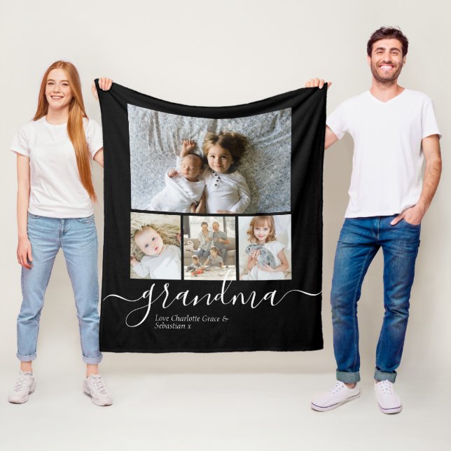 Couverture Polaire Collage photo et texte personnalisé (En situation)