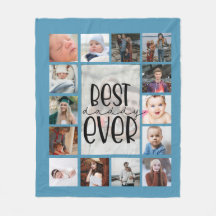 Collage photo fête des pères bleue Fleece Blanket