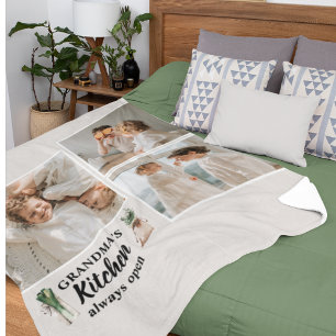 Couverture Polaire Collage Photo & Grand-Mère Cuisine Toujours Ouvert