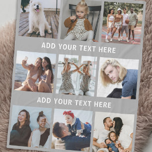 Couverture Polaire Collage photo Gray 9 personnalisé