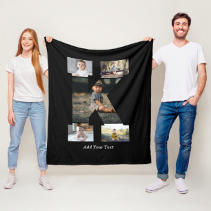 Couverture Polaire Collage photo lettre noir et blanc K