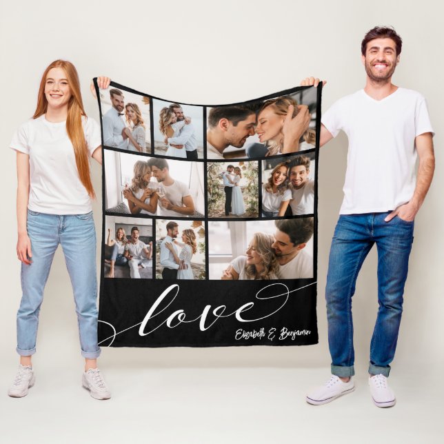 Couverture Polaire Collage photo Love Script (En situation)