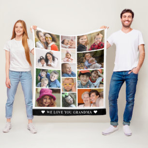 Couverture Polaire Collage photo Love You Grand-mère Grandchildren 1