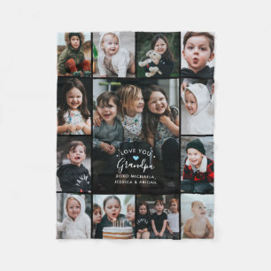 Couverture Polaire Collage photo Love You Grand-père/Grand-père/Autre