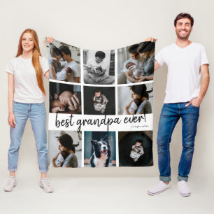 Couverture Polaire Collage photo manuscrit Best Grandpa Ever 9