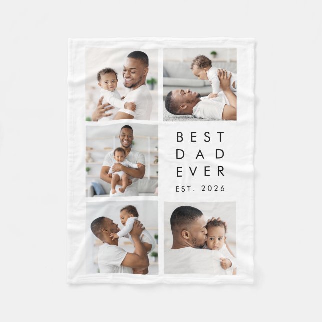 Couverture Polaire Collage photo Meilleur Papa Ever (Devant)