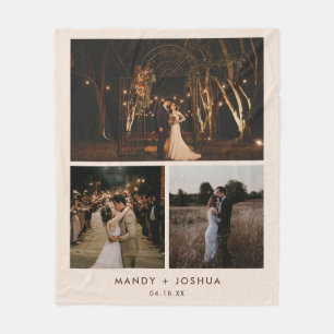 Couverture Polaire Collage photo minimal moderne de couleur beige