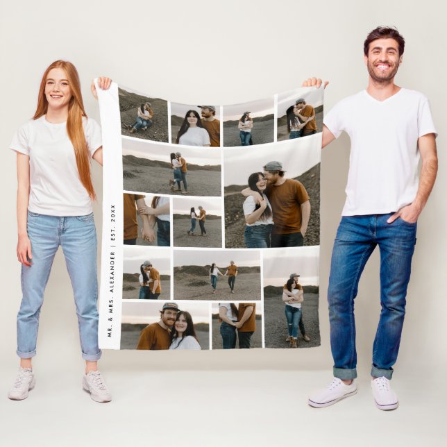 Couverture Polaire Collage photo moderne de 13 editable couleur (En situation)