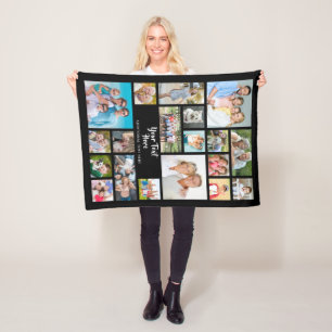 Couverture Polaire Collage photo moderne de 19 photos couleur personn