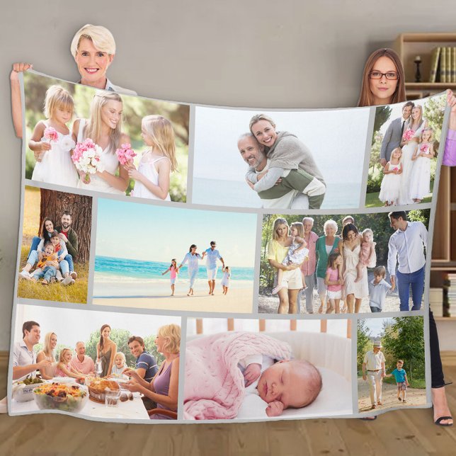 Couverture Polaire Collage photo moderne style maçonnerie gris (Créateur téléchargé)