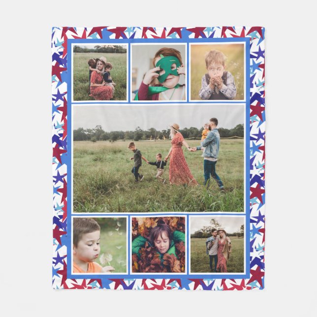 Couverture Polaire Collage photo Motif Red White Blue Stars (Devant)