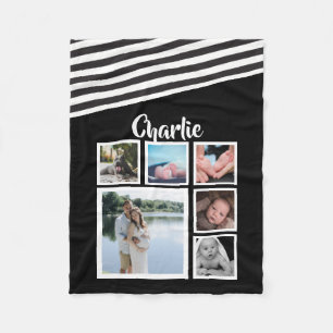 Couverture Polaire Collage photo noir et blanc personnalisé