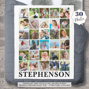 Couverture Polaire Collage photo personnalisé 30 Blanc