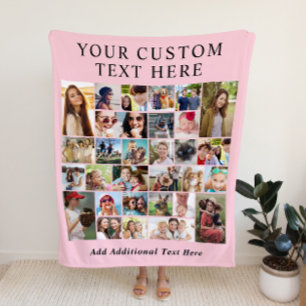 Couverture Polaire Collage photo personnalisé 30 rose